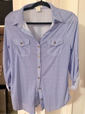 Passport Blue and White Striped Button-Down Shirt